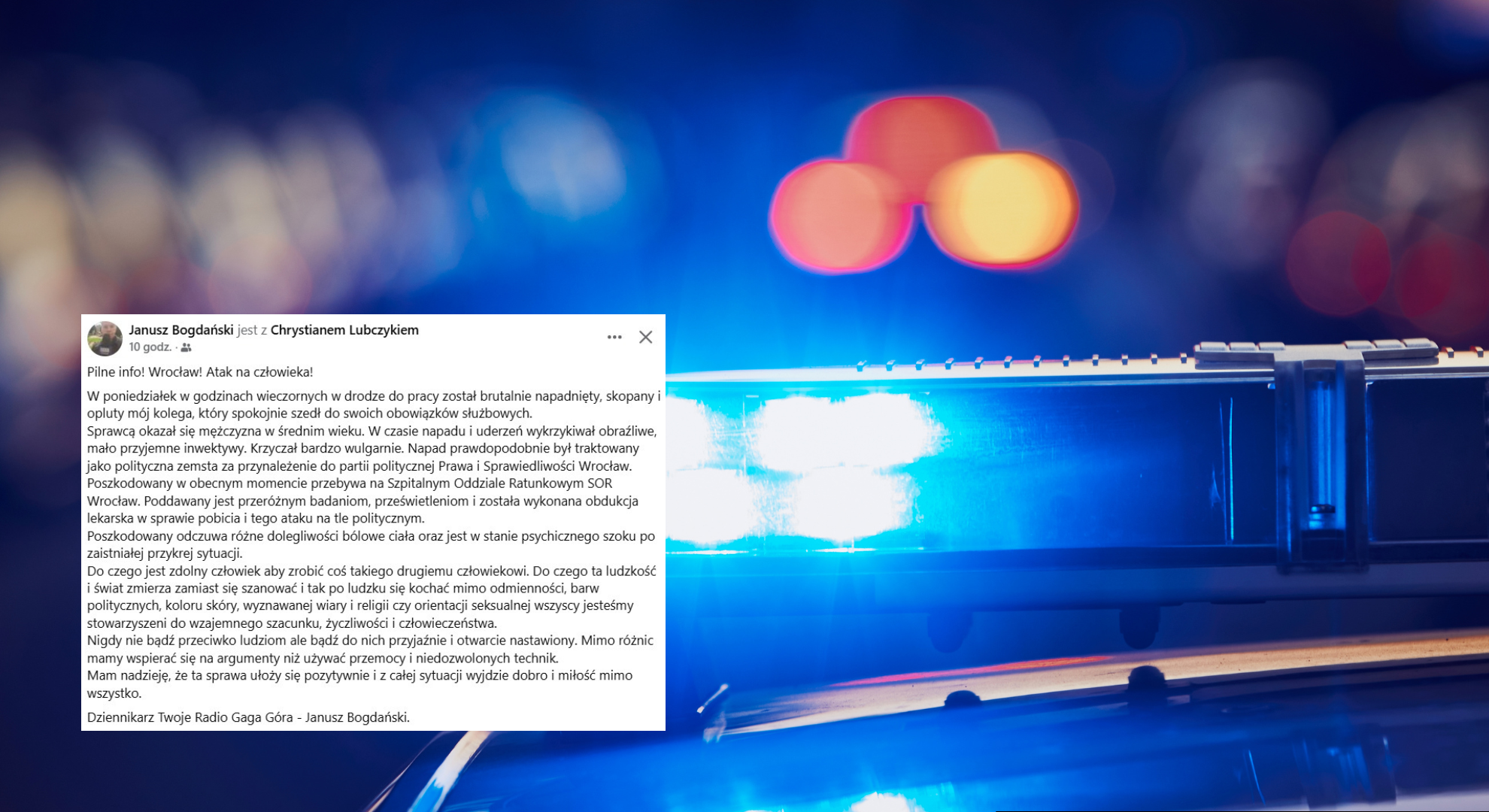 Brutalny atak we Wrocławiu. Dziennikarz alarmuje o napaści na działacza PiS Brutalny atak we Wrocławiu. Dziennikarz alarmuje o napaści na działacza PiS