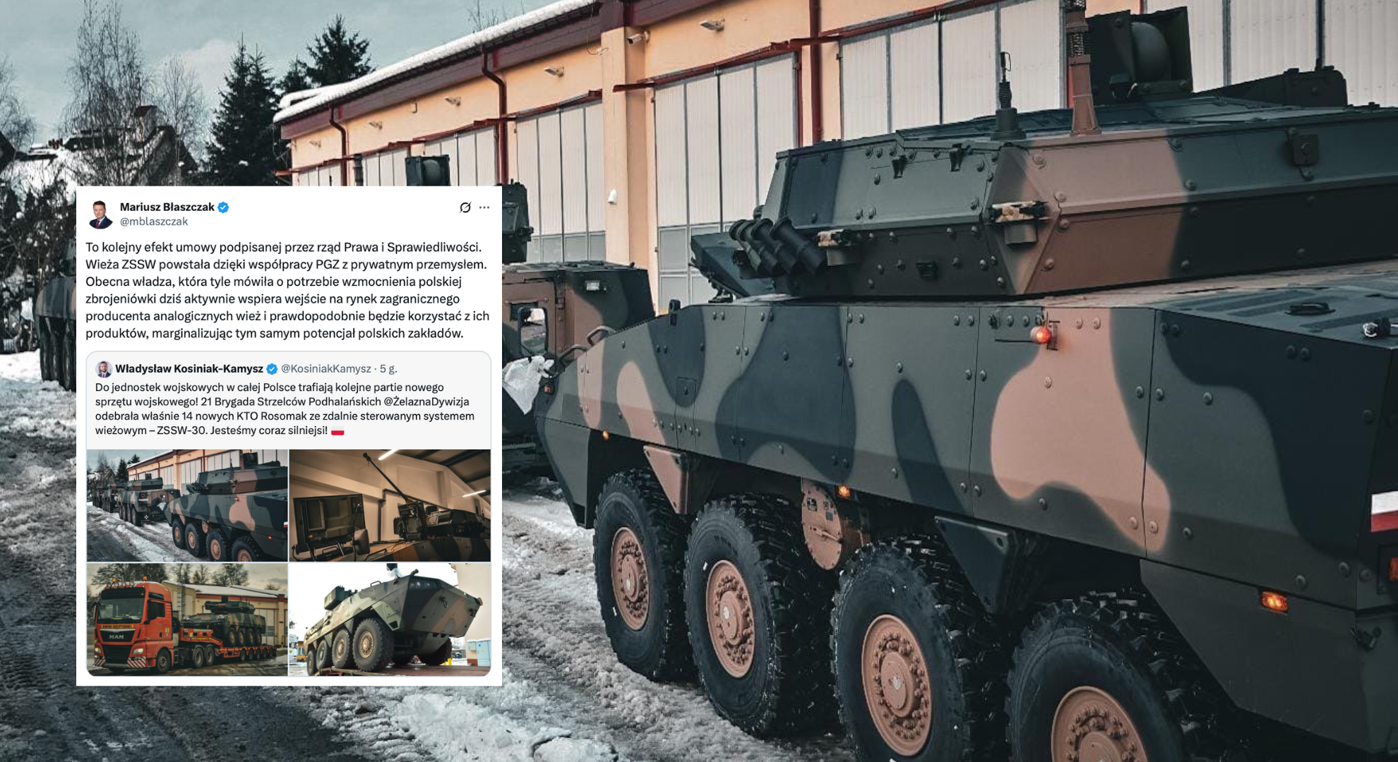 Błaszczak punktuje władzę i przypomina, kto podpisał umowę ws. Rosomaków