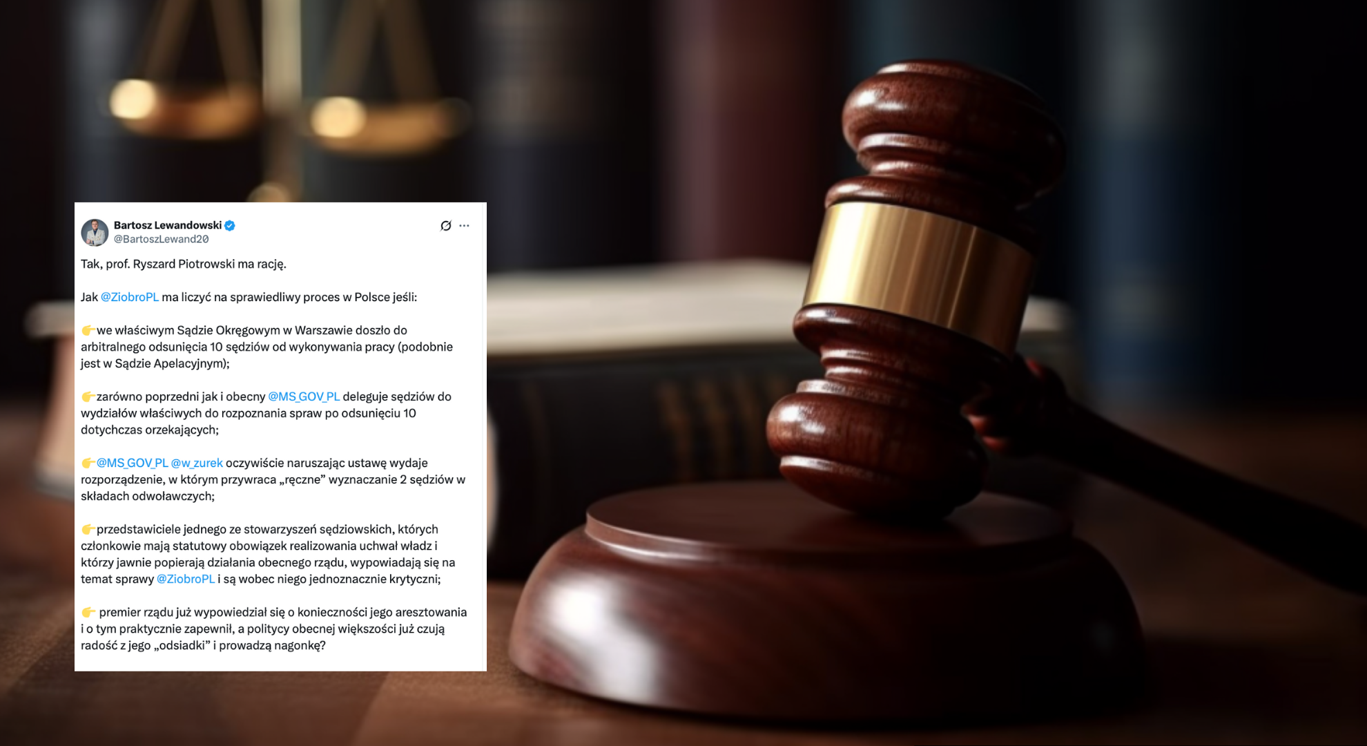 Bartosz Lewandowski o sprawie Zbigniewa Ziobry: nie ma szans na sprawiedliwy proces w Polsce