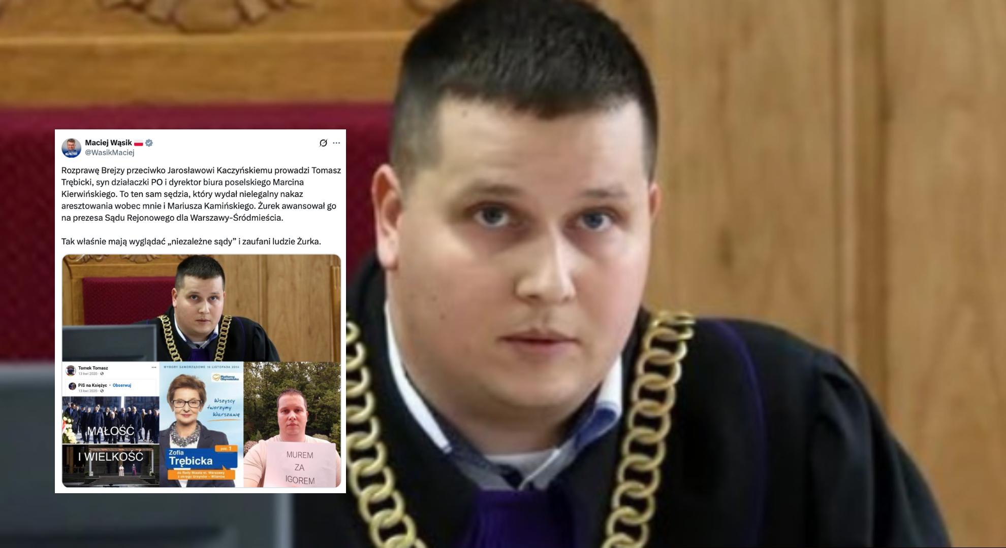 Maciej Wąsik zwraca uwagę na kontrowersje wokół sędziego prowadzącego sprawę przeciw Jarosławowi Kaczyńskiemu