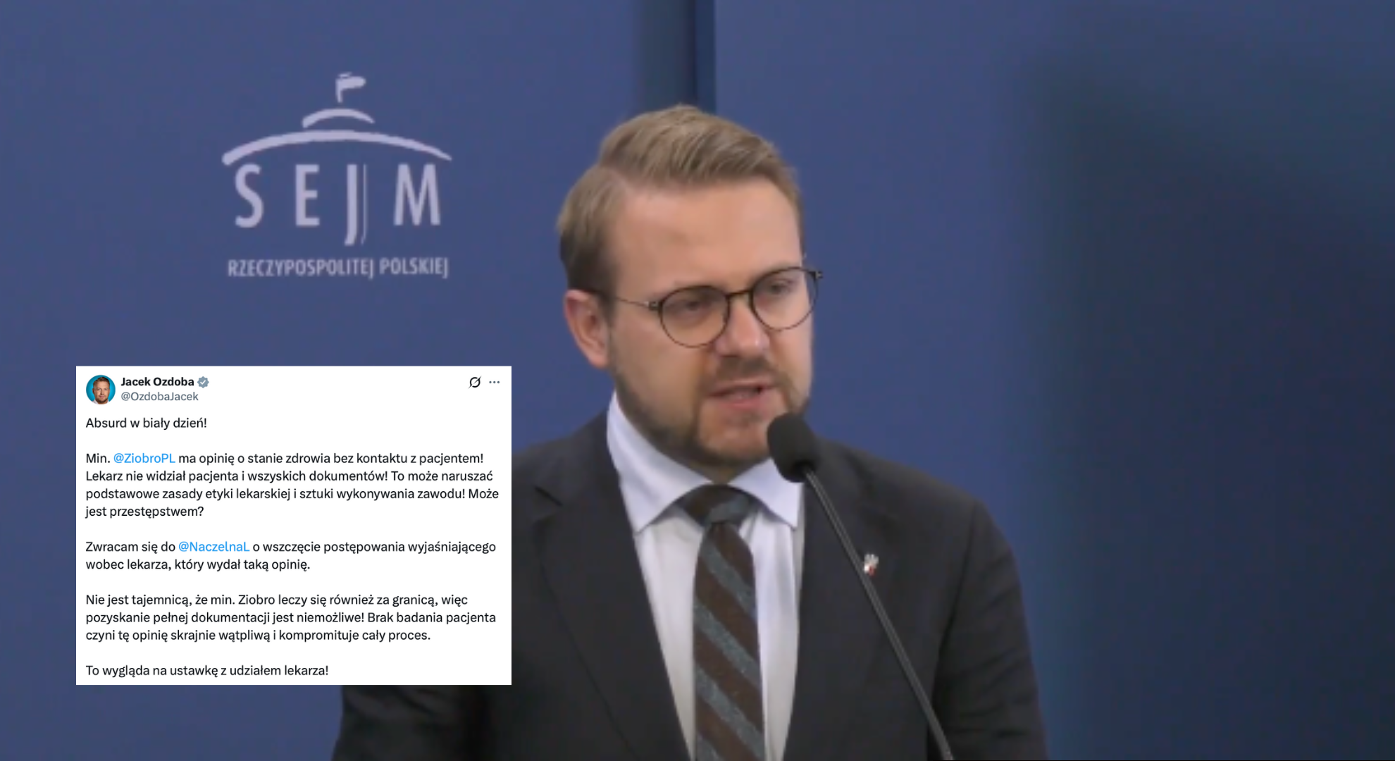 Jacek Ozdoba żąda wyjaśnień od Naczelnej Izby Lekarskiej