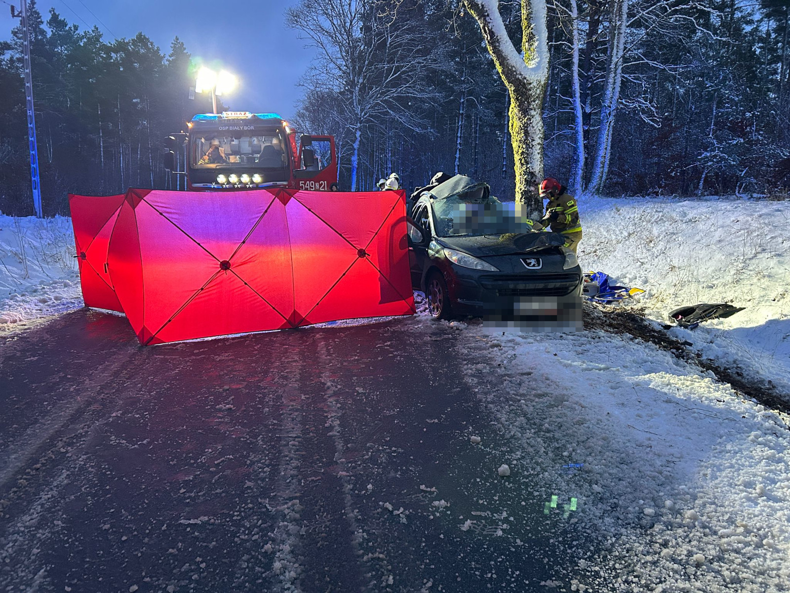 wypadek na trasie Biały Bór - Biskupice