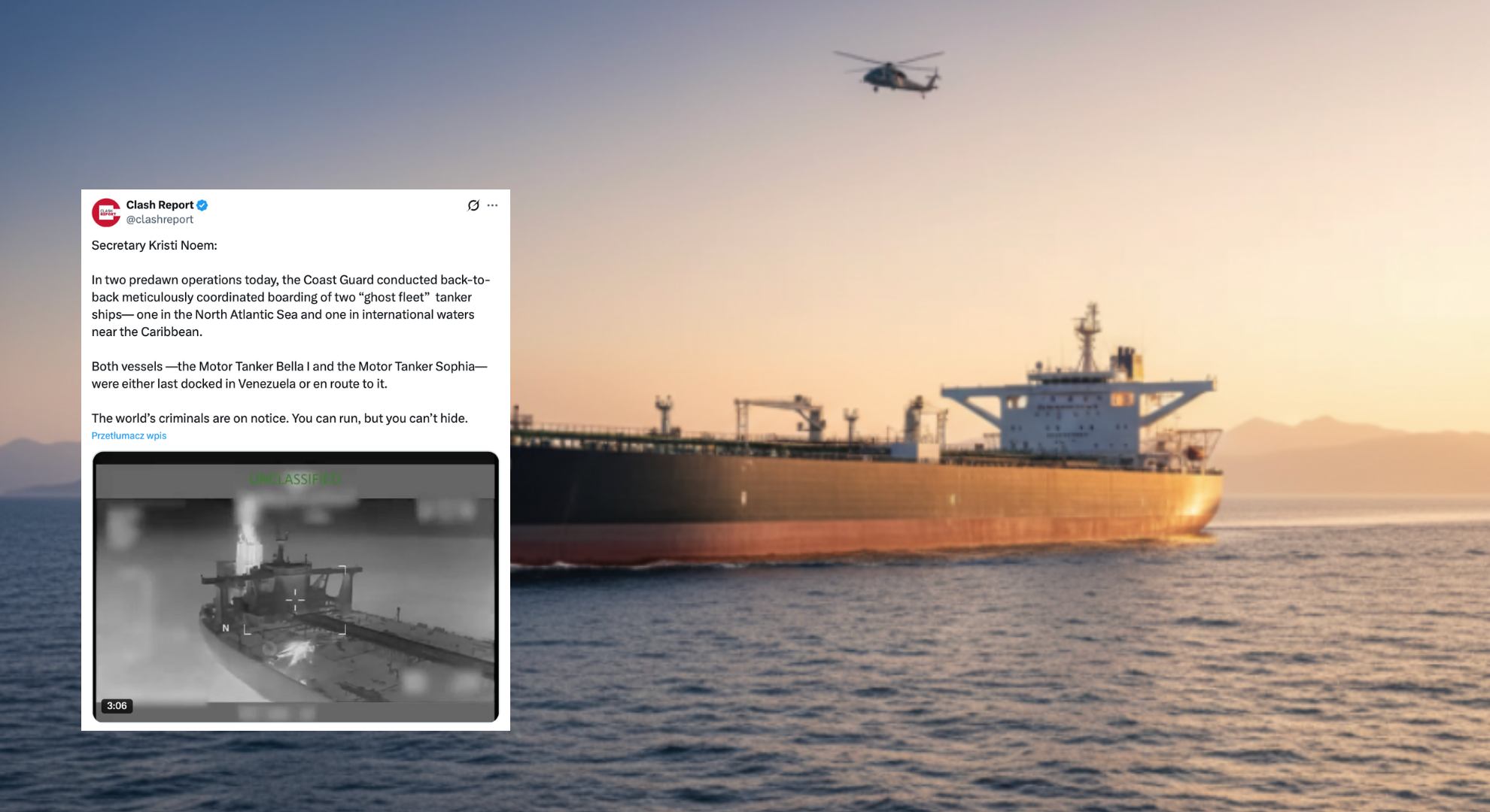 USA przejmują rosyjskie tankowce i zaostrzają presję na Kreml