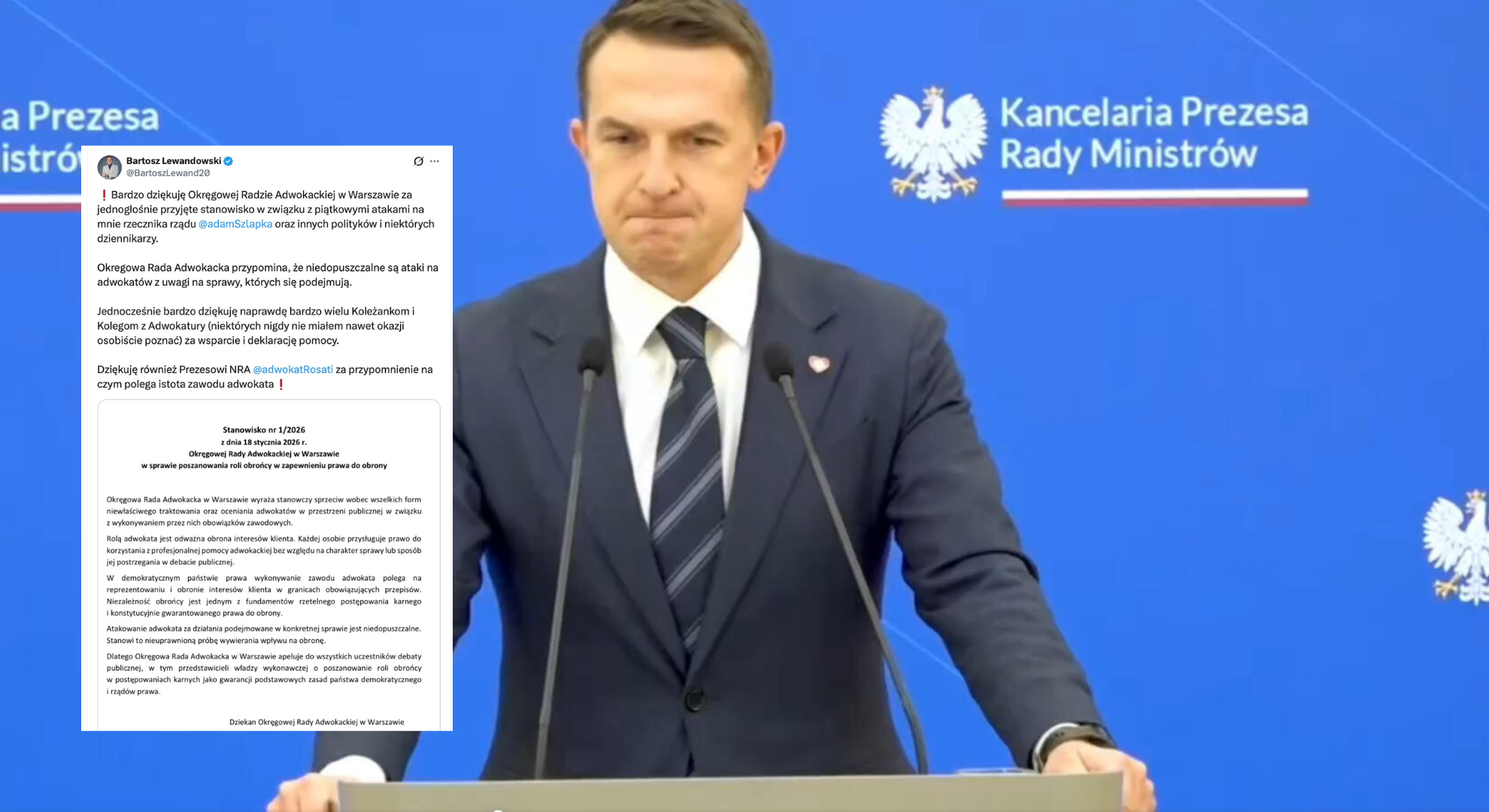 Okręgowa Rada Adwokacka staje w obronie mec. Bartosza Lewandowskiego