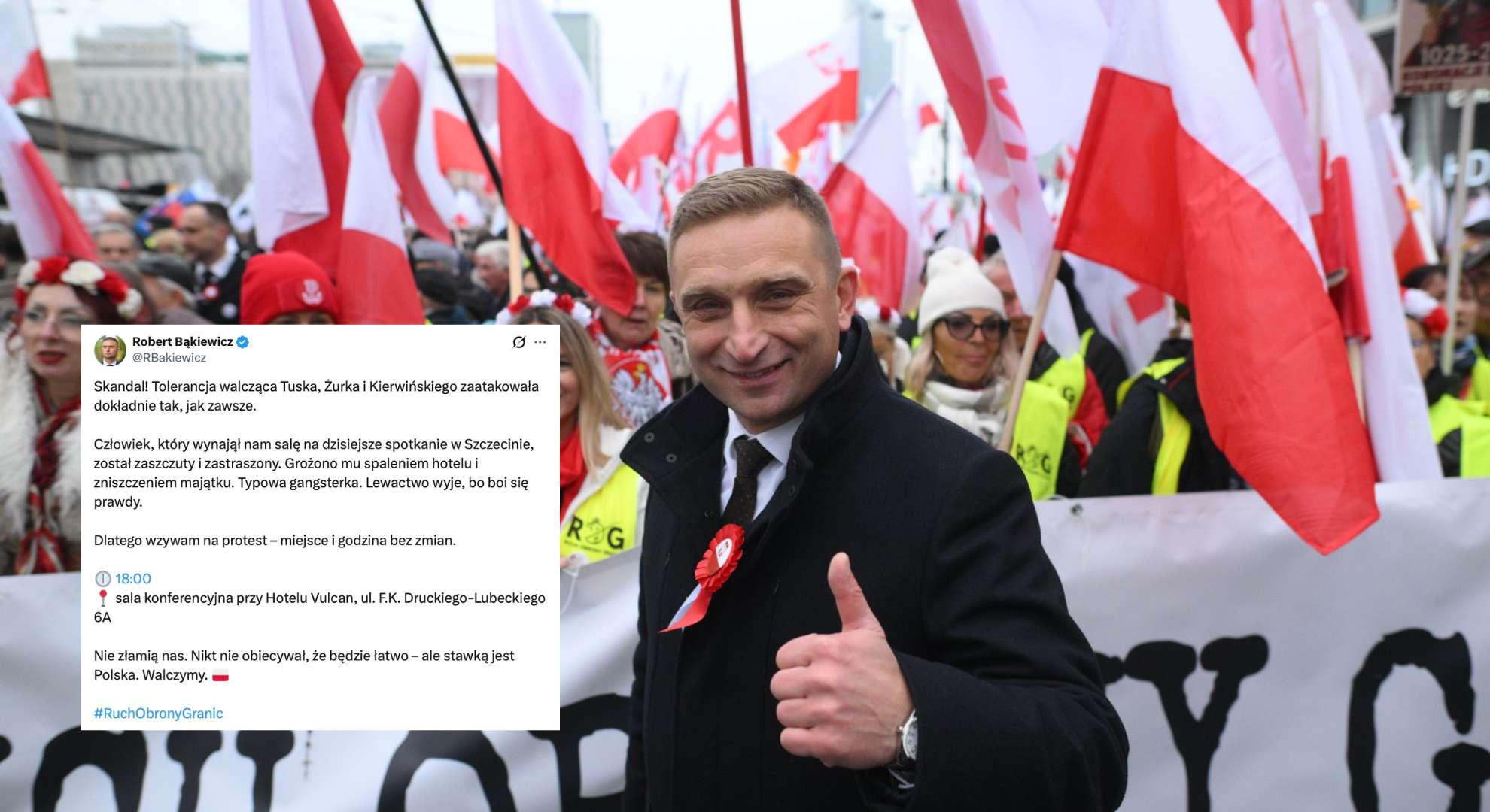 Bąkiewicz o skandalu z wynajęciem sali w Szczecinie