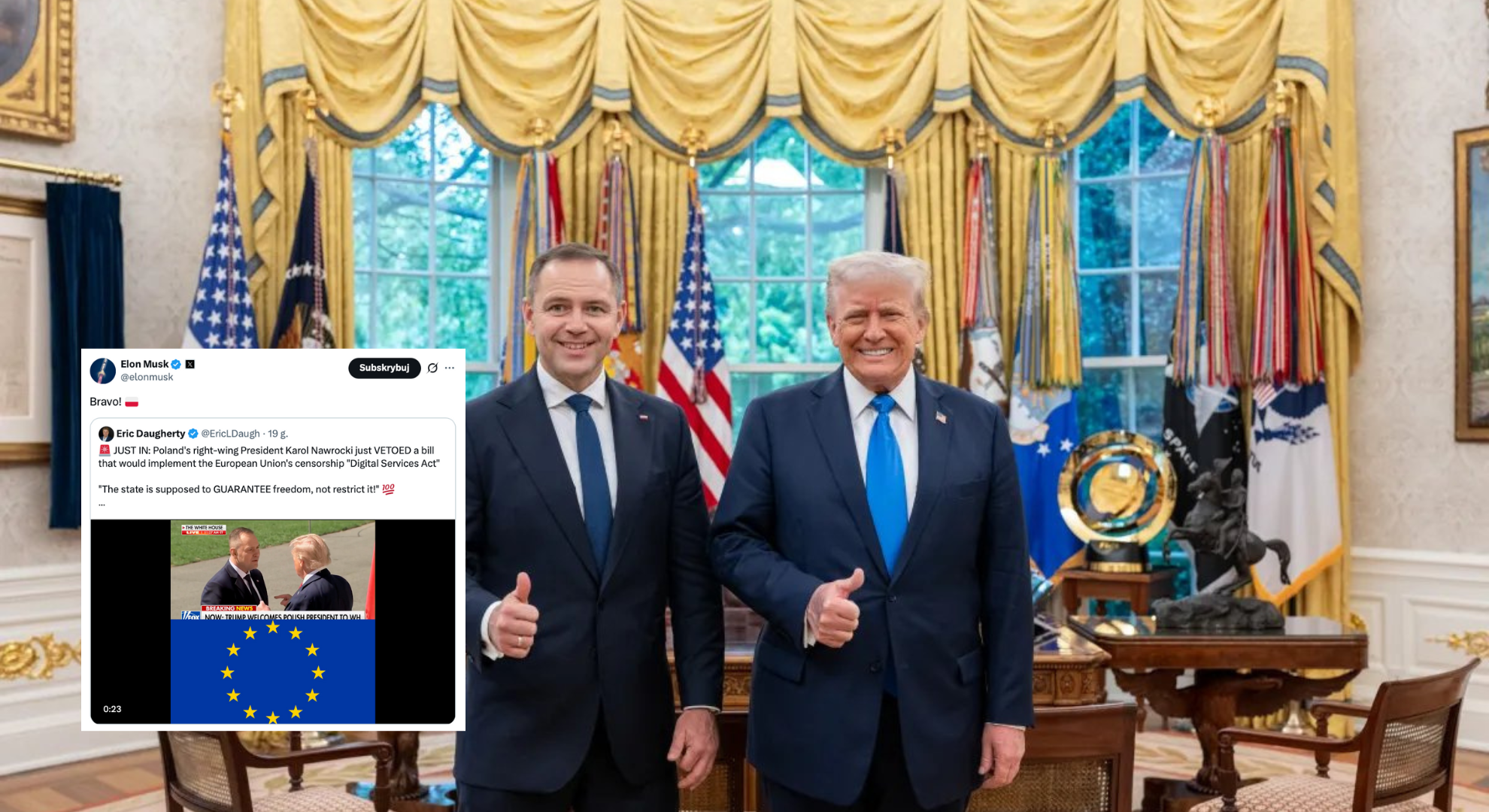 Elon Musk chwali weto Nawrockiego