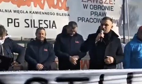 Robert Bąkiewicz z górnikami w Silesii