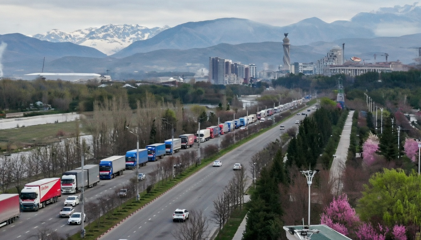 konwój ciężarówek z Tadżykistanu