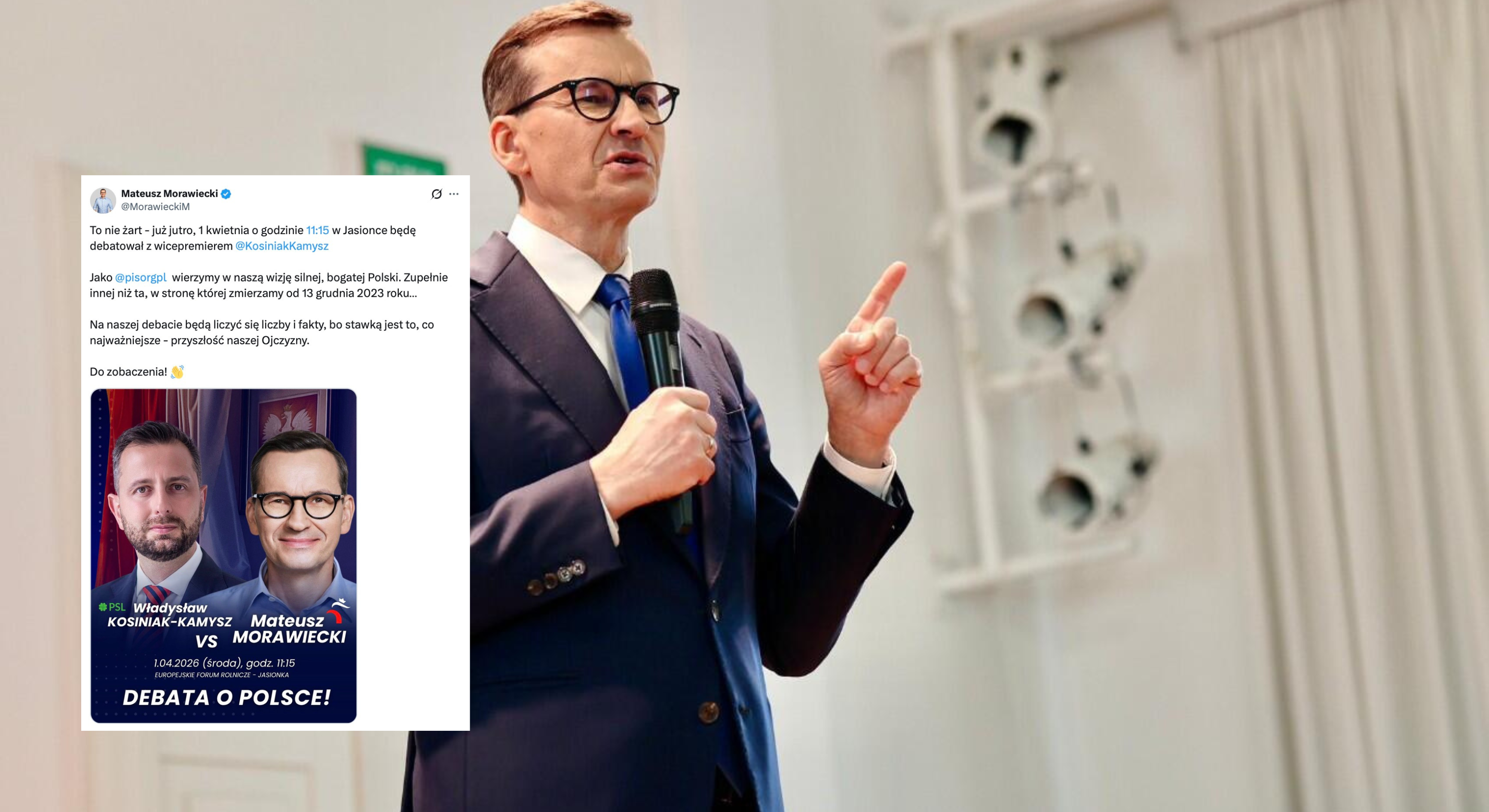 Morawiecki zapowiada debatę z Kosiniakiem-Kamyszem w Jasionce
