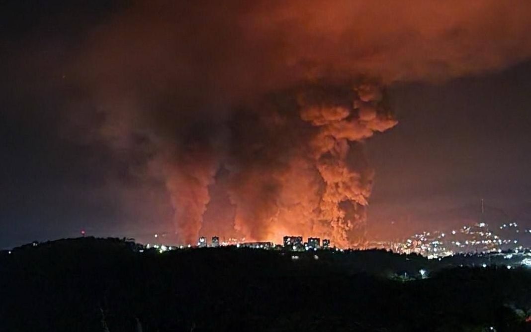 płonąca rafineria w Tuapse