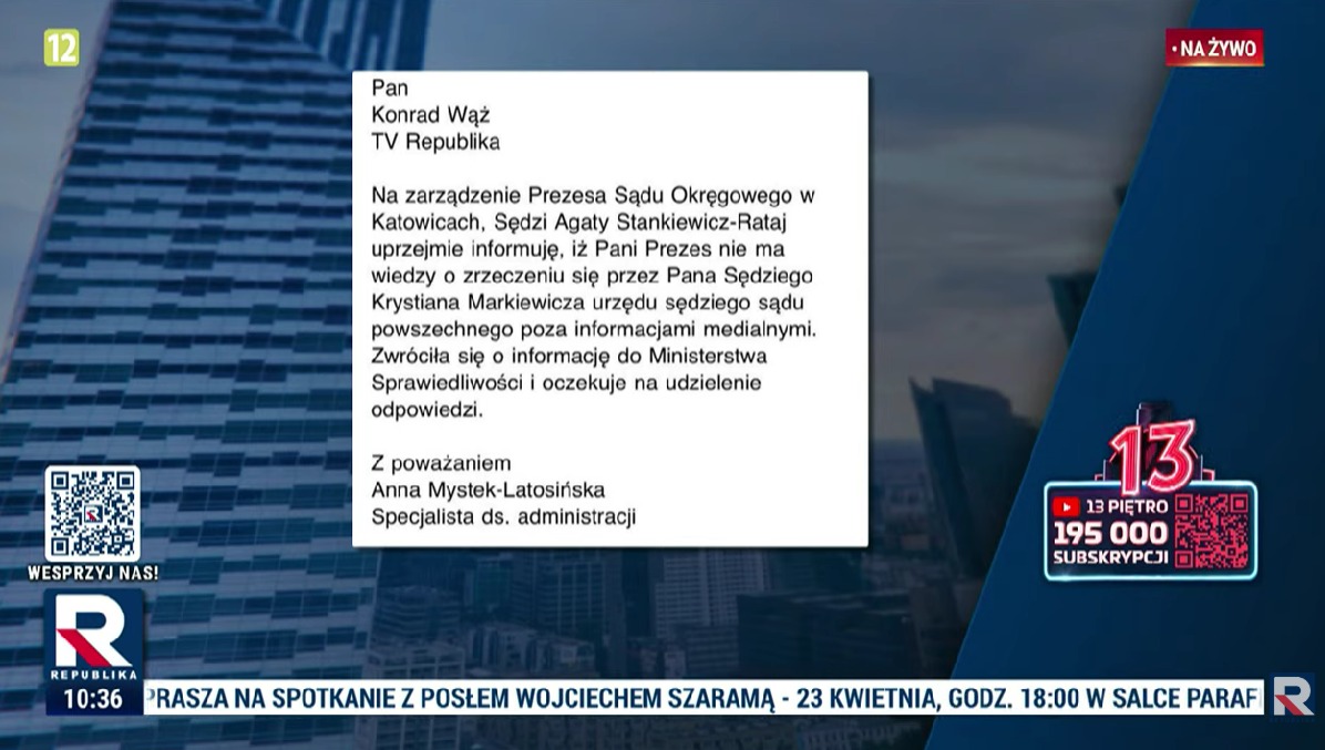 Sąd w Katowicach o Markiewiczu