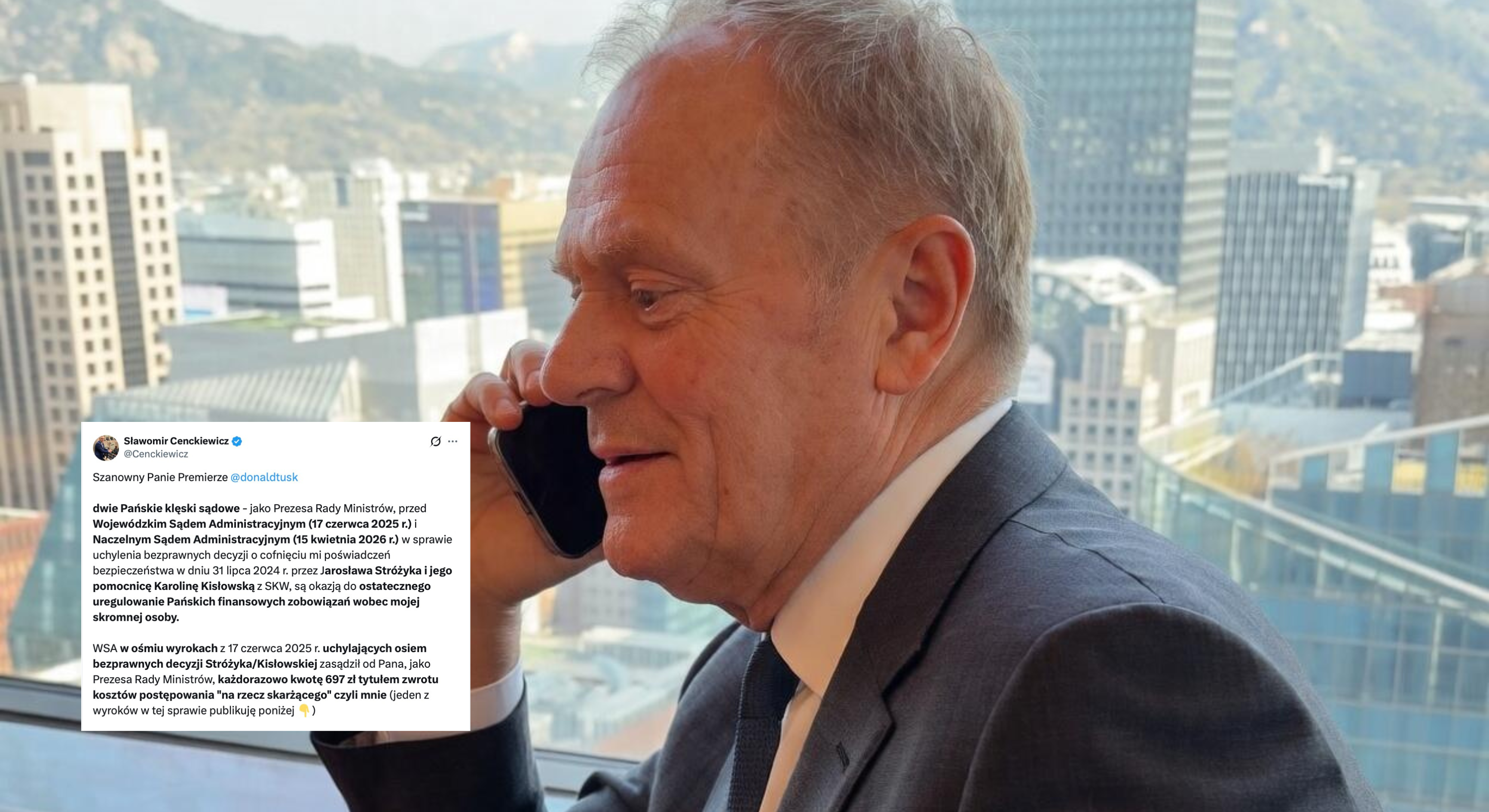 Cenckiewicz wzywa Tuska do wykonania wyroków sądów