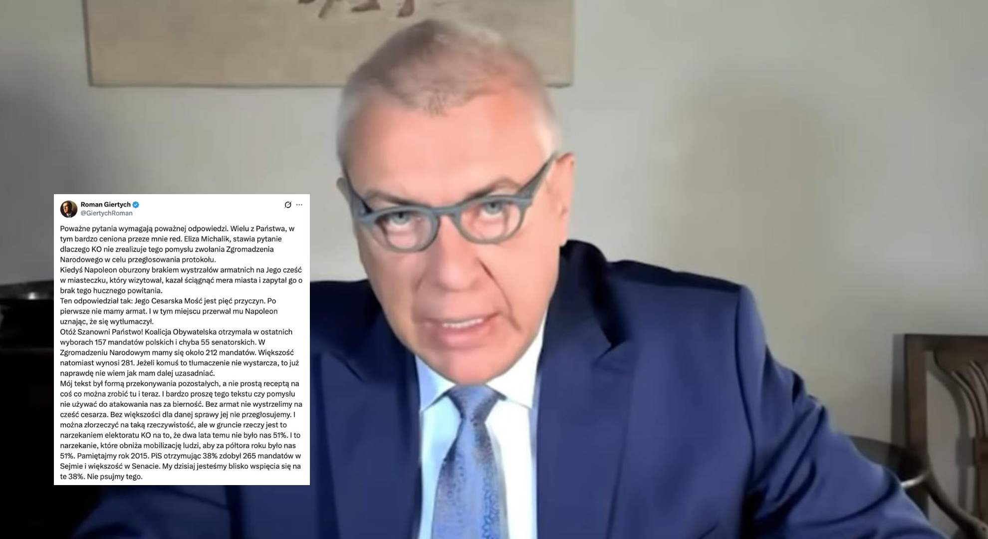 Giertych tłumaczy brak działań KO po wyborach