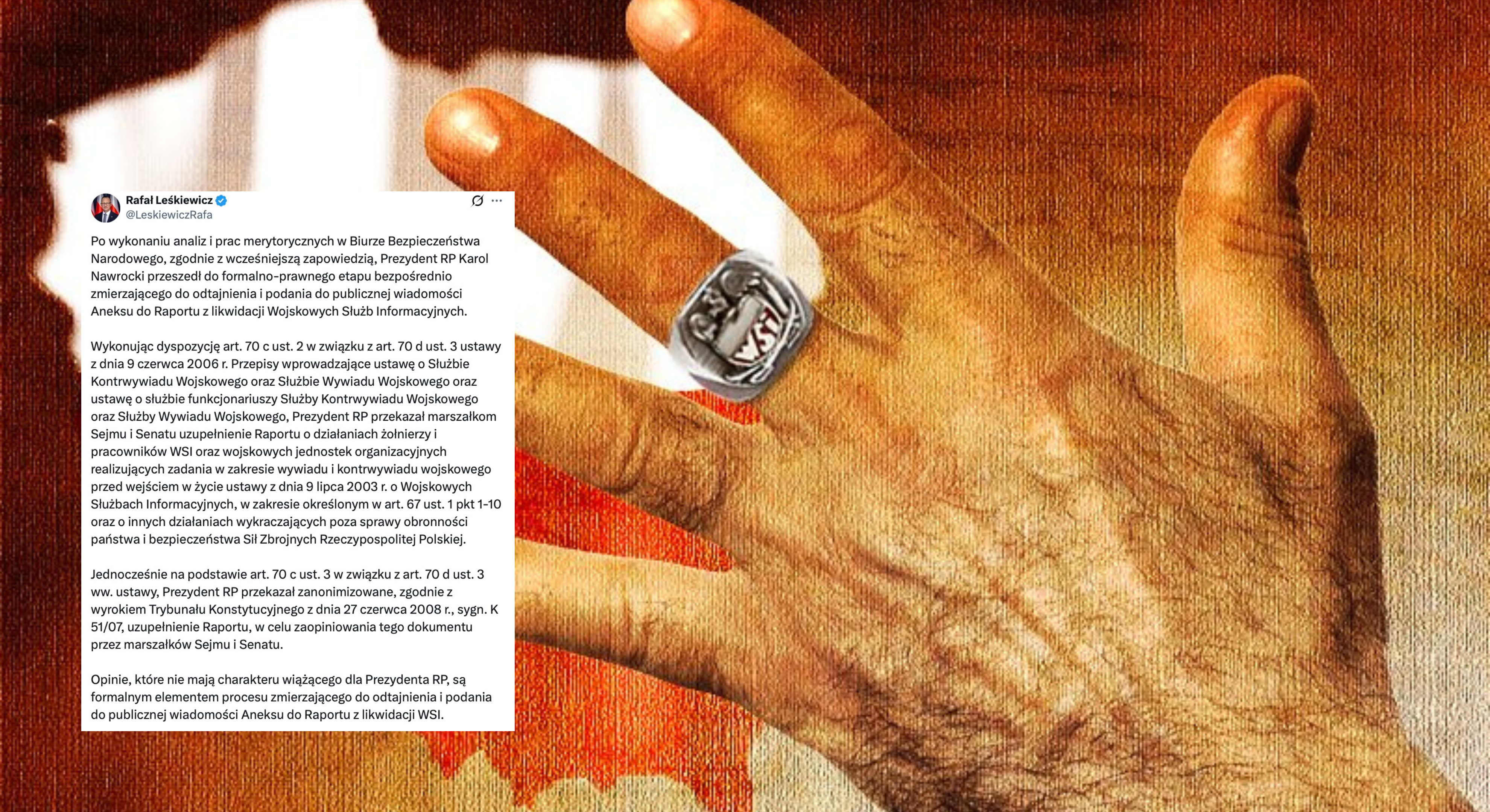 Prezydent Nawrocki ujawni aneks do raportu WSI