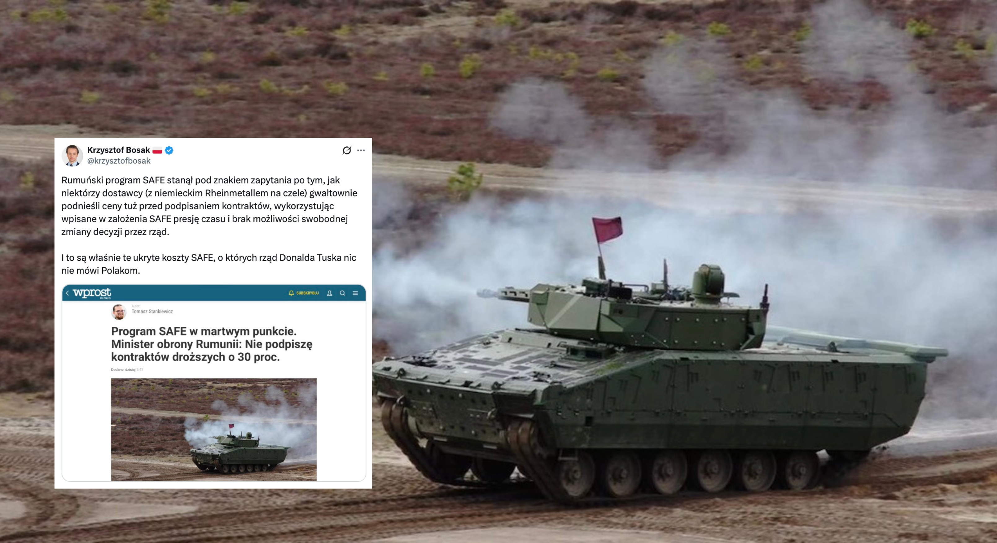 Bosak ostrzega przed kosztami programu SAFE