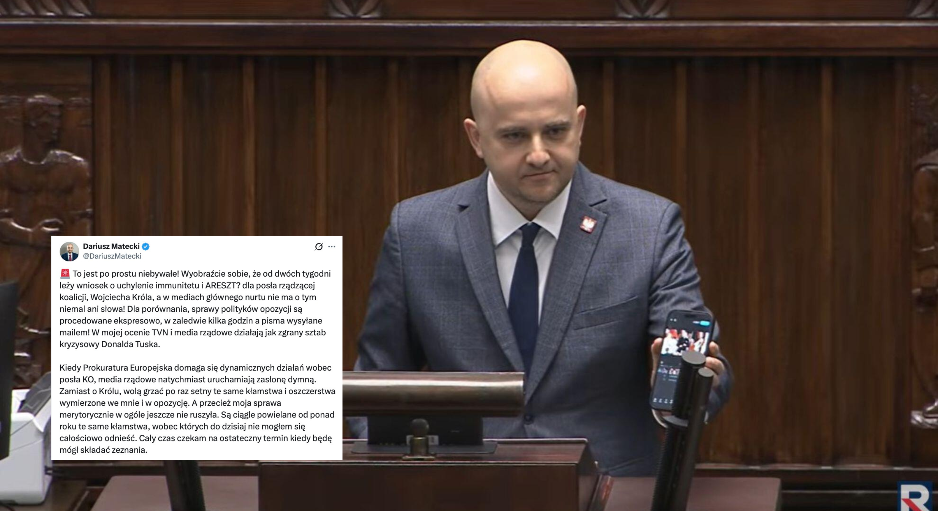 Matecki o immunitecie posła KO i działaniach mediów
