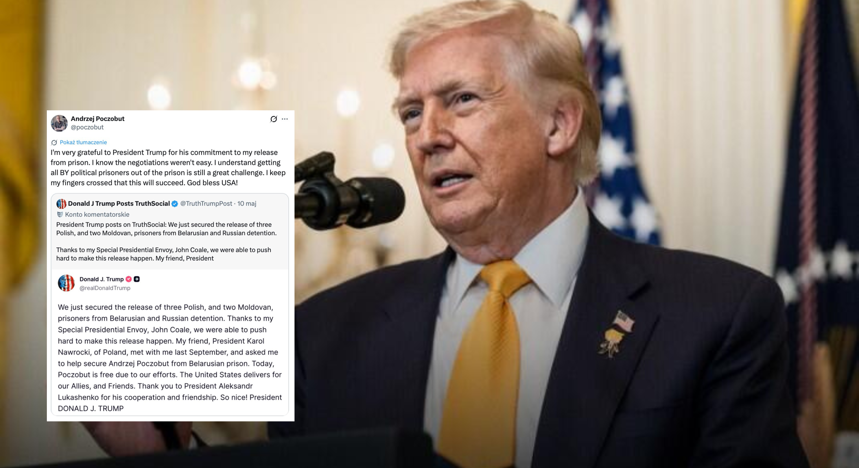 Andrzej Poczobut podziękował Trumpowi
