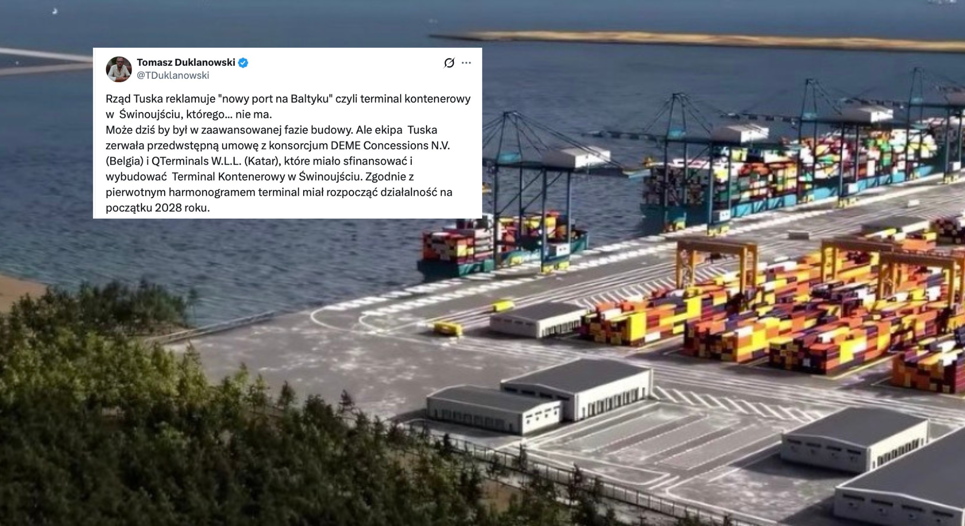 Duklanowski o terminalu w Świnoujściu