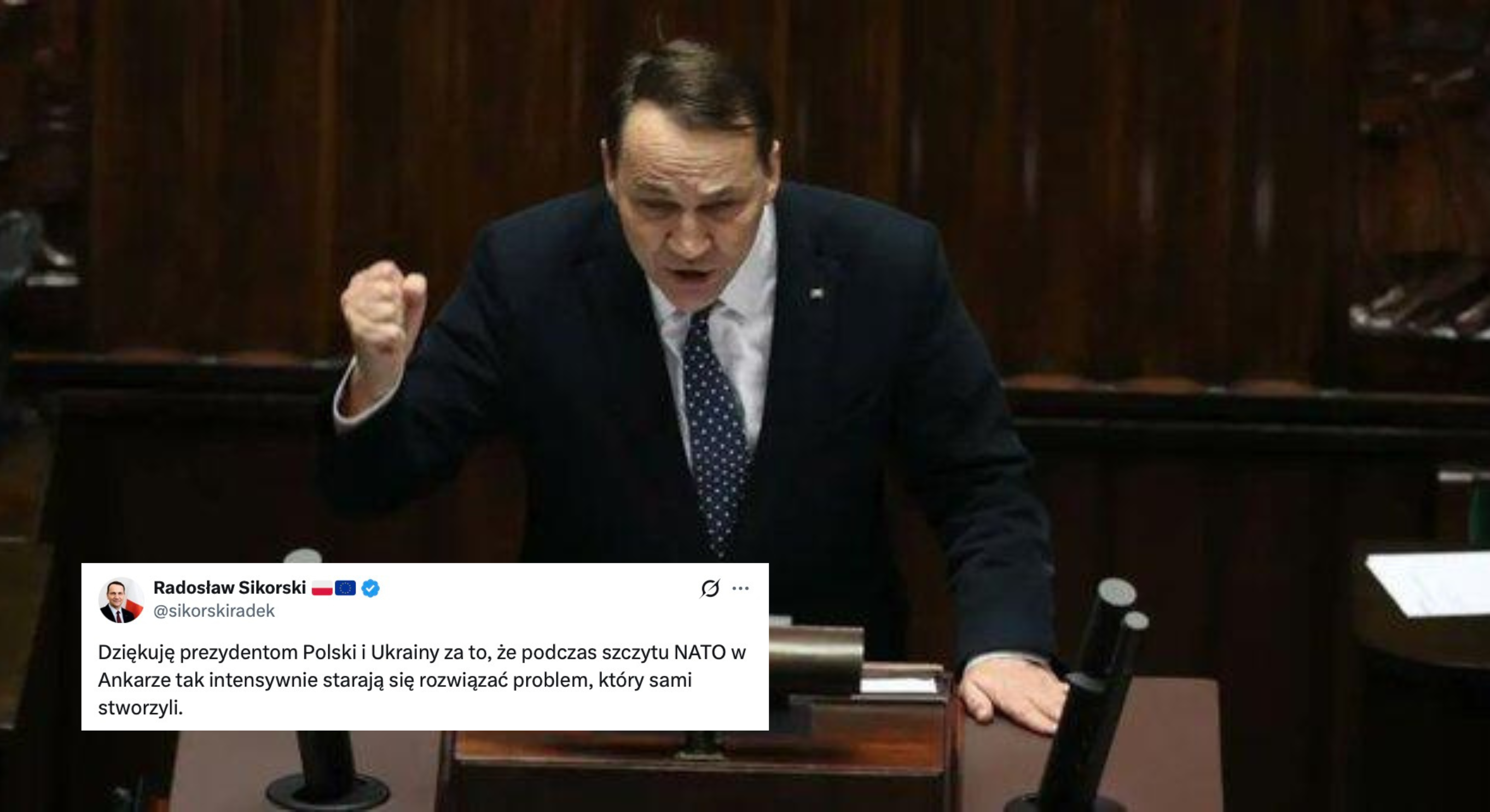 Sikorski tłumaczy wpis