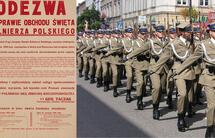 Odezwa w sprawie obchodów święta Żołnierza Polskiego 1936 roku. Żołnierze kompanii reprezentacyjnej WP