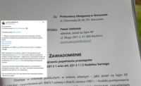 Paweł Jabłoński zawiadamia prokuraturę. Chodzi o raport Mróz-Gorgoń za niemal 200 tys. zł