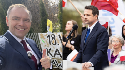 Nawrocki walczył w obronie kobiety, Trzaskowski pisał o swoim... bohaterstwie