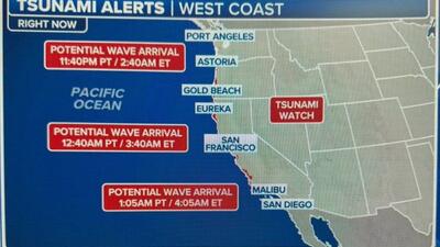 zachodnie wybrzeże USA zagrożone tsunami