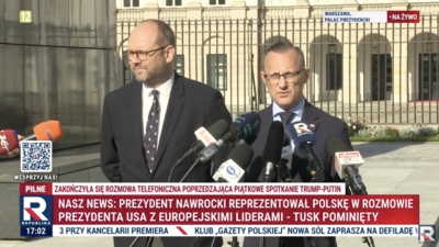 Briefing w Pałacu Prezydenckim po rozmowie Nawrockiego