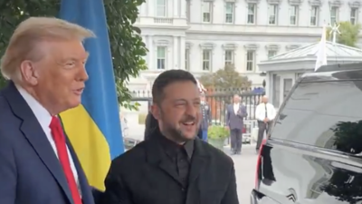 Zełenski w marynarce na spotkaniu z Trumpem
