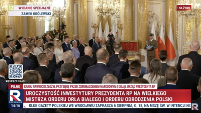 Uroczystość inwestytury Karola Nawrockiego na Zamku Królewskim Uroczystość inwestytury Karola Nawrockiego na Zamku Królewskim