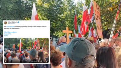 Protest Roberta Bąkiewicza przed KPRM