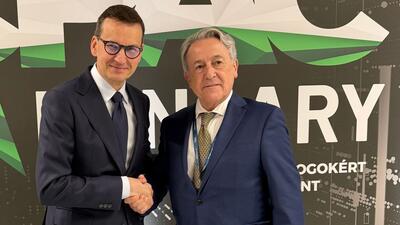 Hermann Tertsch i Mateusz Morawiecki na CPAC Węgry