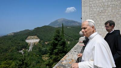 Leon XIV na Monte Cassino