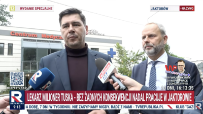 Posłowie PiS chcieli przeprowadzić kontrolę w przychodni, gdzie pracuje Kacprzyk. Wezwano policję