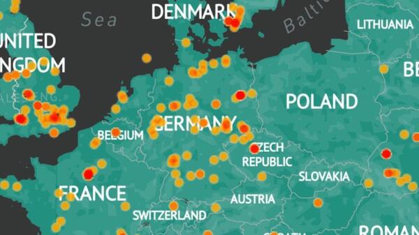 Mapa aktów terrorystycznych w Europie