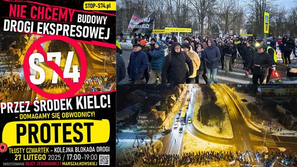 Mieszkańcy Kielc zablokują ponownie drogę krajową nr 74 w ich mieście