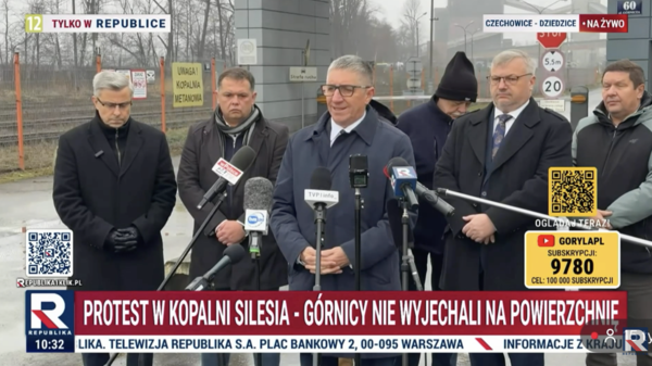 Protest górników w kopalni Silesia