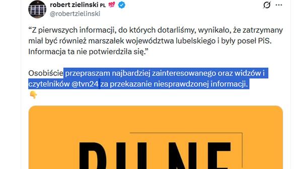kolejne przeprosiny z redakcji TVN24