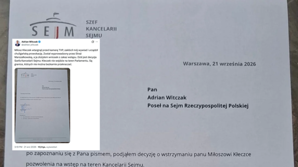 Miłosz Kłeczek z zakazem wstępu do Sejmu