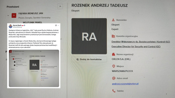 Maciej Wąsik o zatrudnieniu Andrzeja Rozenka w Orlenie