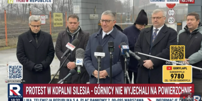 Protest górników w kopalni Silesia