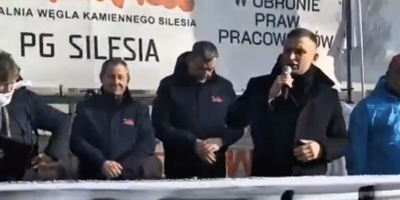 Robert Bąkiewicz z górnikami w Silesii