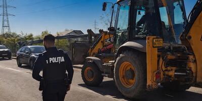 przyjechał buldożerem po rosyjskiego drona