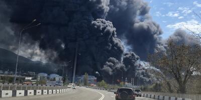 dym pożaru nad Tuapse