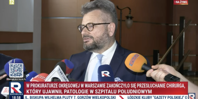 Rzecznik prasowy Prokuratury Okręgowej w Warszawie prokurator Piotr Skiba podczas briefingu w siedzibie prokuratury w Warszawie