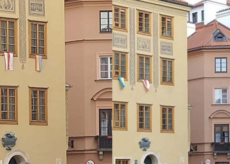 Tak wyglądała ściana budynku przed i po akcji radnego