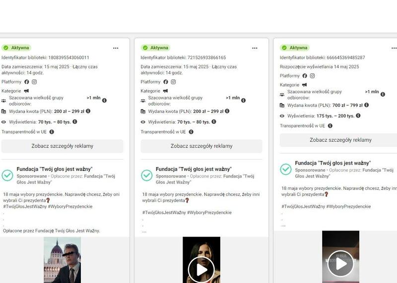 Reklamy fundacji "Twój głos jest ważny"