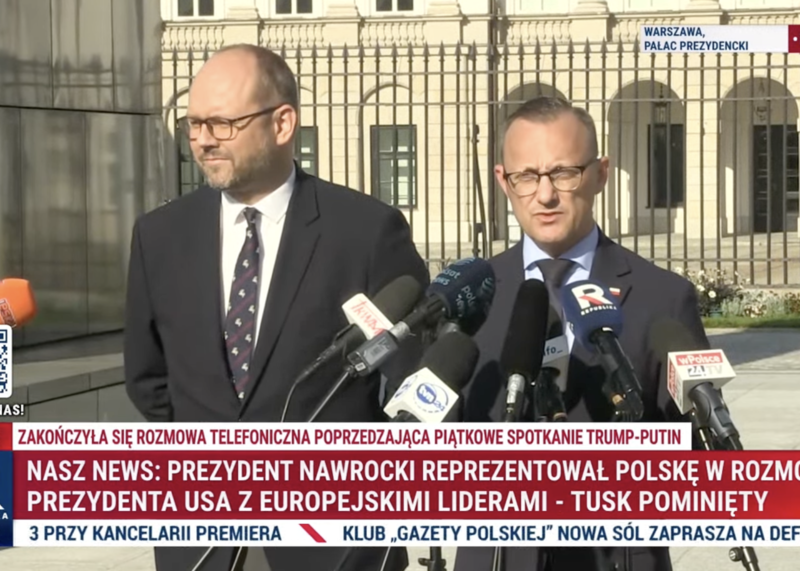 Briefing w Pałacu Prezydenckim po rozmowie Nawrockiego