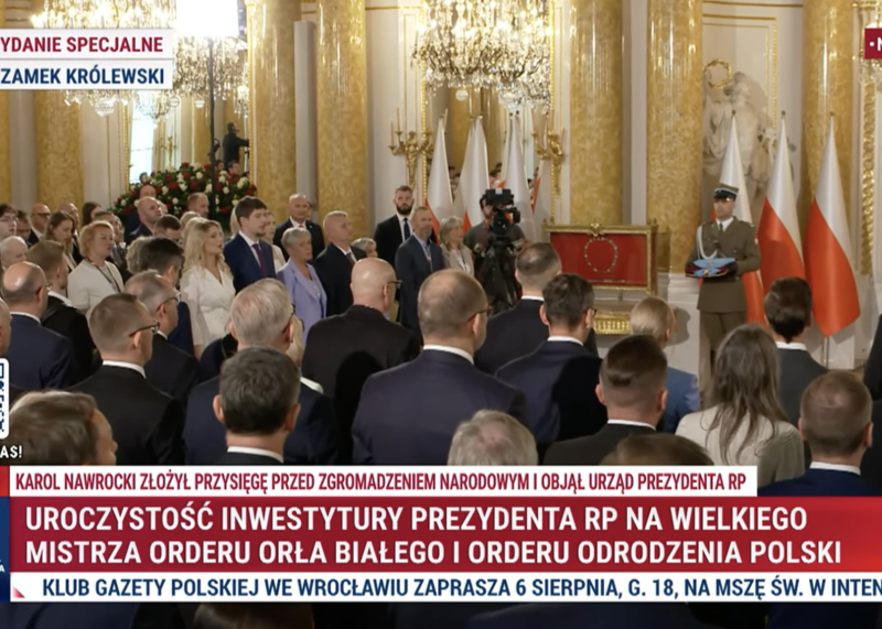 Uroczystość inwestytury Karola Nawrockiego na Zamku Królewskim