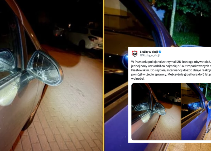 Uszkodzenie aut przez Ukraińca
